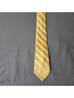 Croft & Barrow Yellow Striped Silk Neck Tie - Classic Elegant Design